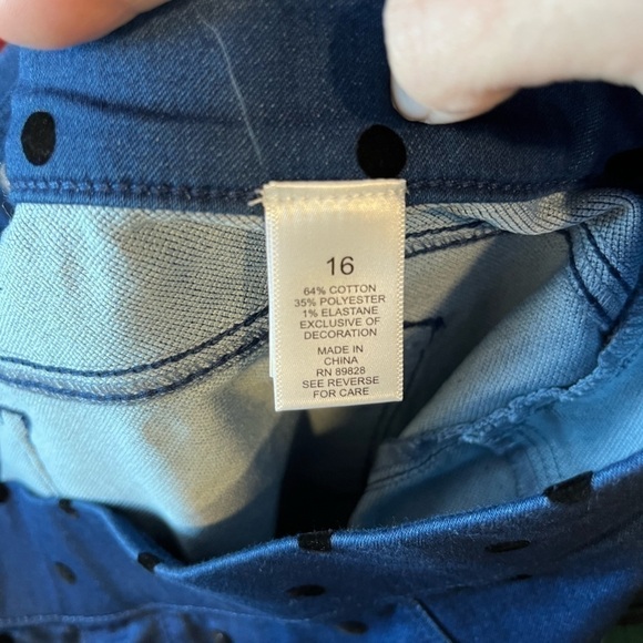 NWT Martha Stewart Polka Dot Knot Denim Jeans 16 blue black - Picture 8 of 9